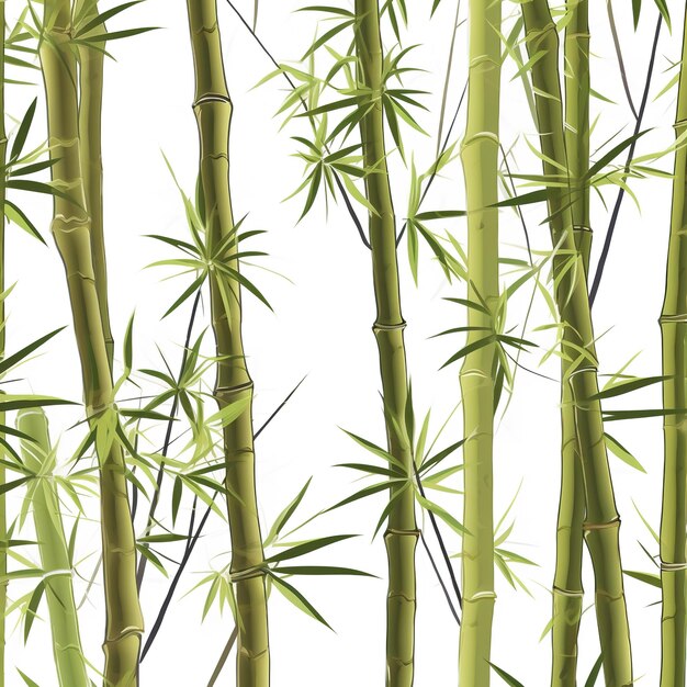 Photo a seamless pattern of bamboo trees with the leaves of the bamboo.