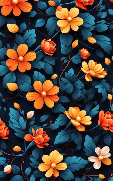 Seamless Pattern of Beautiful Spring Flowers