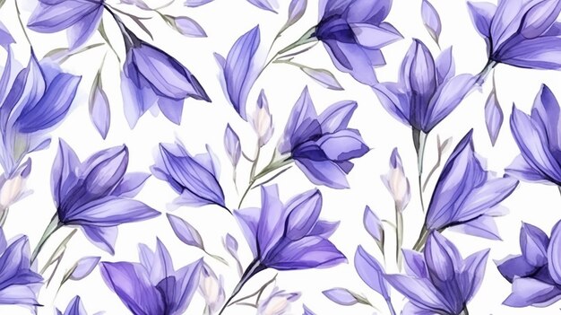 Seamless pattern of bellflower flower on white background bellflower flower texture background