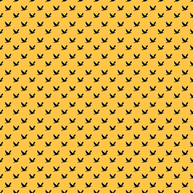 Seamless Pattern of Black Flying Pigeon on Orange Background