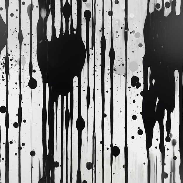 Seamless pattern Black ink drips down the wall White background