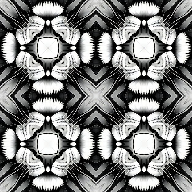 Seamless pattern Black and white feathers