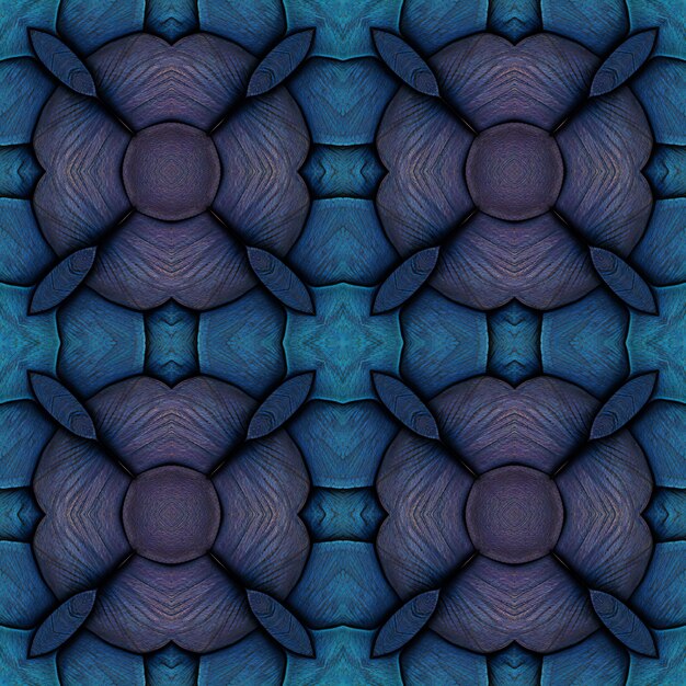 Seamless pattern Blue and black ornament