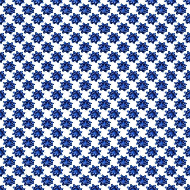 白い背景で隔離のシームレスなパターンの青い花