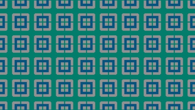 A seamless pattern of blue and green squares on a dark blue background.