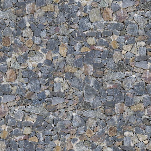 Seamless pattern of brown brick stone wall. Old grungy rough texture on facade of building. Horizontal wide brickwork fence.