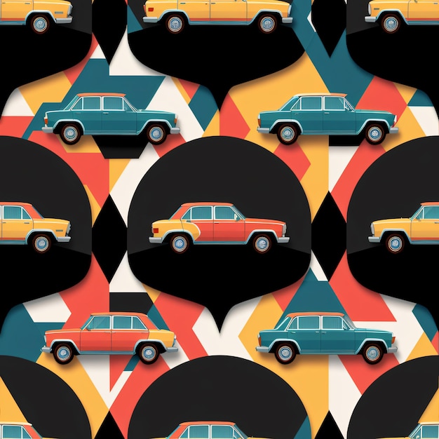 a seamless pattern of cars and car related things