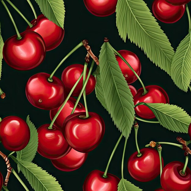 Photo seamless pattern of cherry