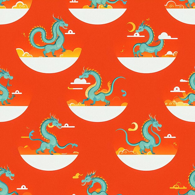 A seamless pattern of chinese dragons