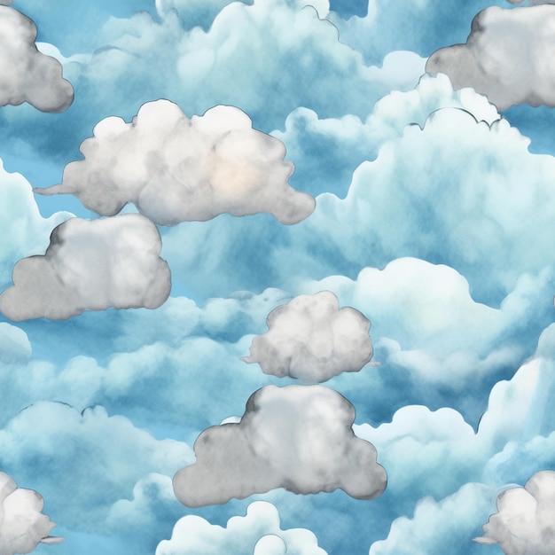 Seamless pattern of clouds in the sky with the words cloud on it.