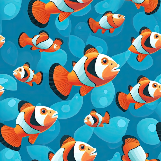 Seamless Pattern of clown fish