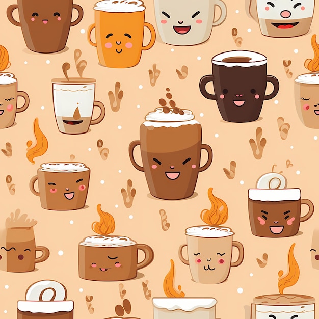 Seamless pattern of coffee Coffee pattern background