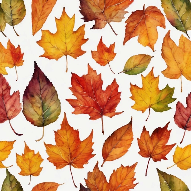 Seamless pattern of colorful autumn leaves