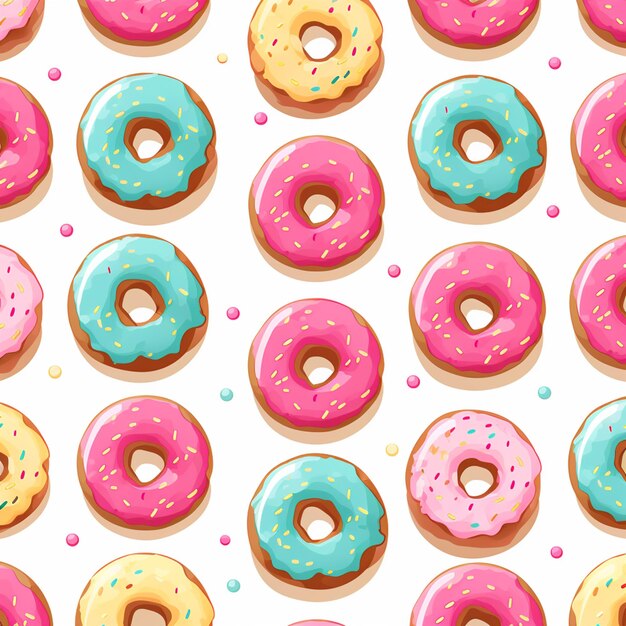 Seamless pattern of colorful donuts with sprinkles and sprinkles generative ai