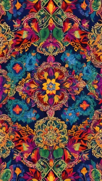 Seamless pattern colorful ethnic ornament arabesque style