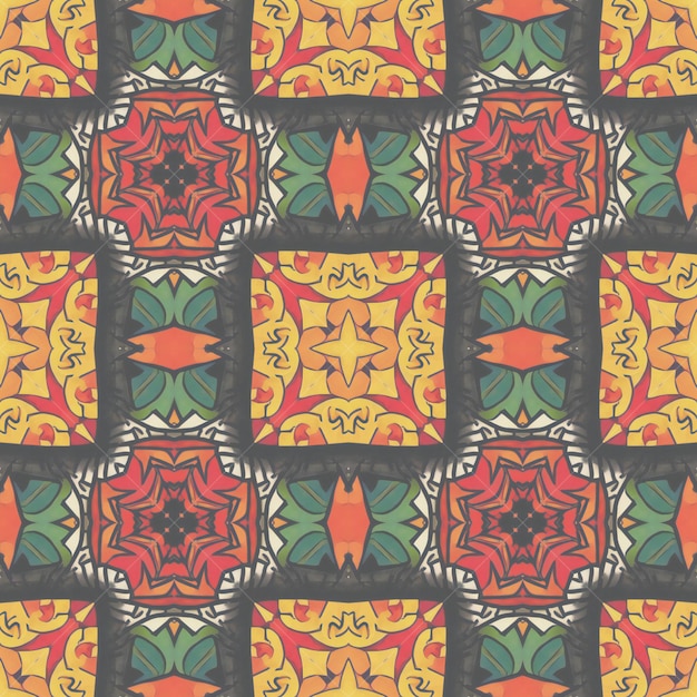 seamless pattern colorful ethnic ornament arabesque style