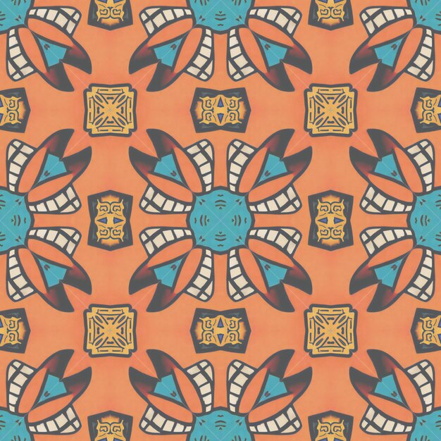 Seamless pattern colorful ethnic ornament arabesque style