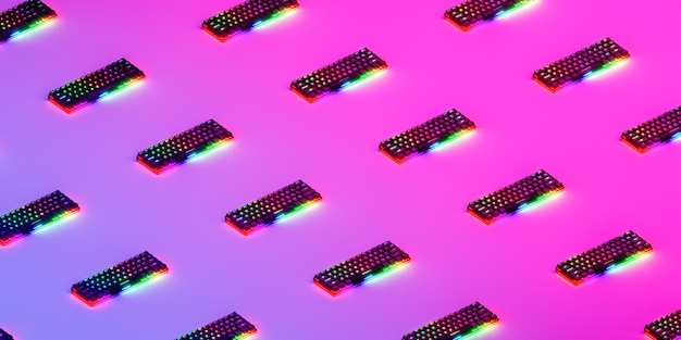 Seamless pattern of colorful keyboards