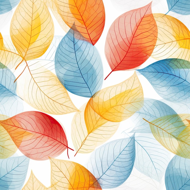 Seamless pattern of colorful leaves