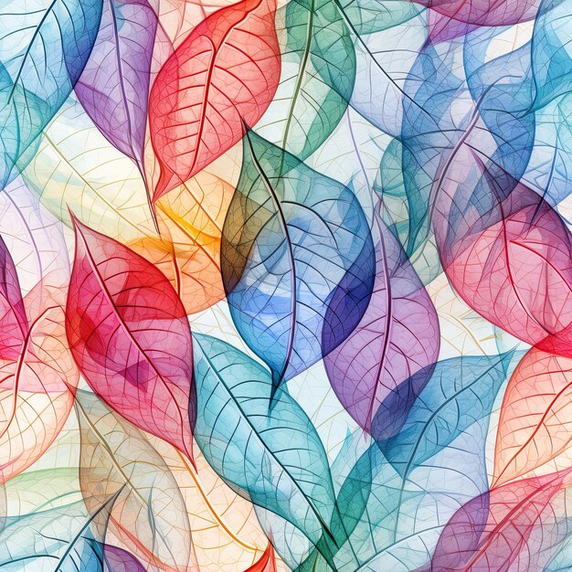 Seamless pattern of colorful leaves