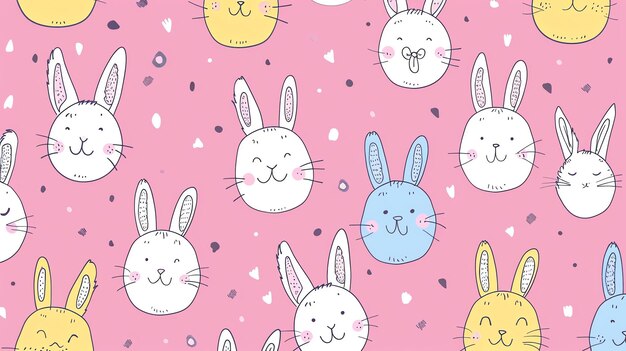 Photo a seamless pattern of cute and colorful bunnies on a pink background