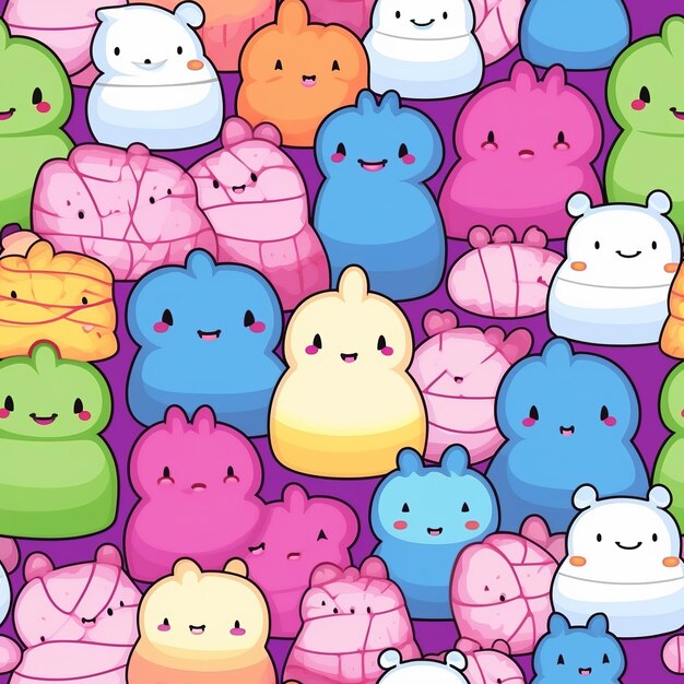 Photo a seamless pattern of cute fat animals.