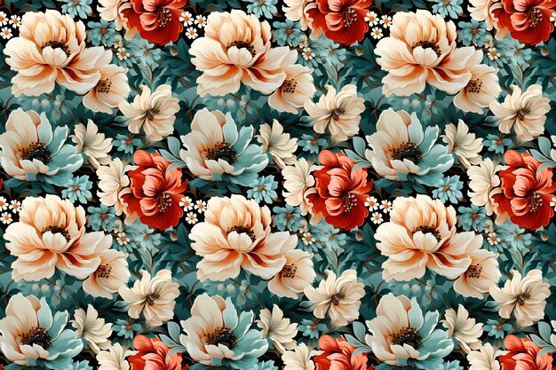 Photo seamless pattern of delicate flower in the beauty of nature closeup of a flowering plant