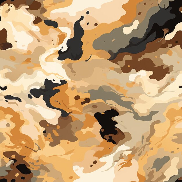 シームレス パターン 砂漠迷彩 通常、乾燥した砂漠環境向けの黄褐色または砂色のパターン AI が生成