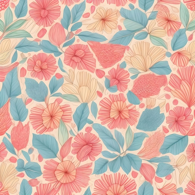 seamless pattern digitally drawn retro style