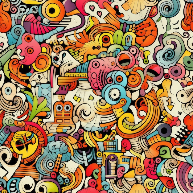 Photo seamless pattern of doodle art