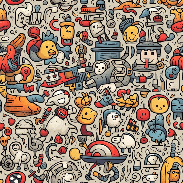 Photo seamless pattern of doodle art