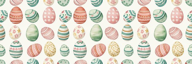 Seamless pattern of Easter eggs in pastel colors in watercolor style Generative AI