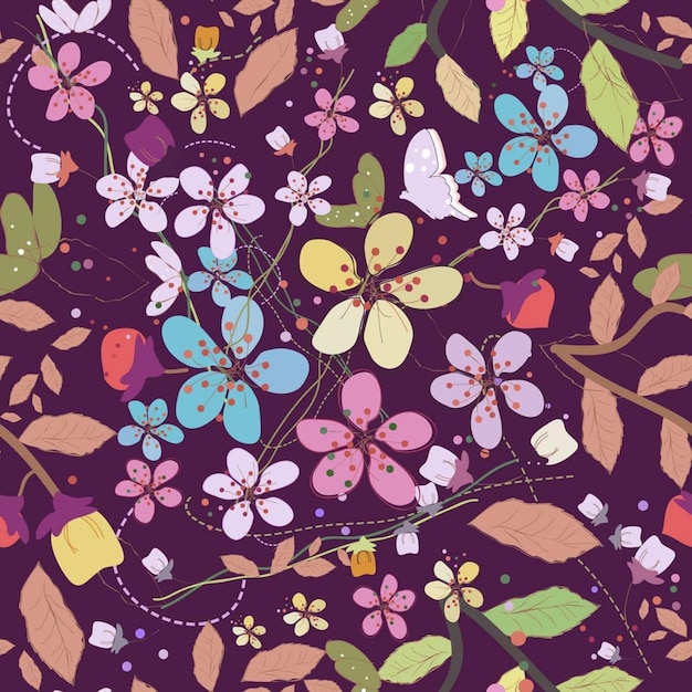 seamless pattern floral blossom fabric illustration