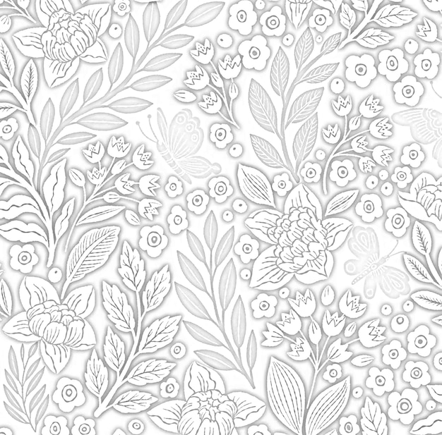 seamless pattern floral flower blossom leaves illustration doodle animal nature for wallpaper postcard greeting cards wedding invite gift paper