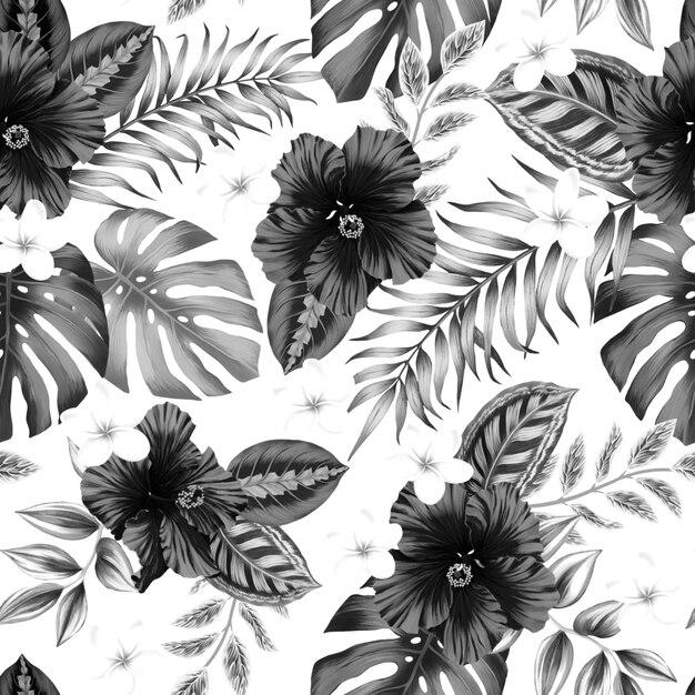 Seamless pattern floral flower blossom leaves illustration doodle animal nature for wallpaper wedding invite gift paper