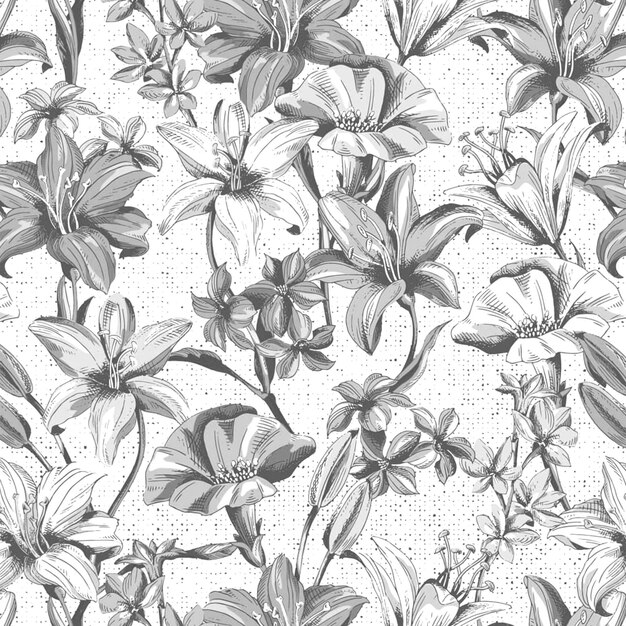 seamless pattern floral flower blossom leaves illustration doodle animal nature for wallpaper wedding invite gift paper