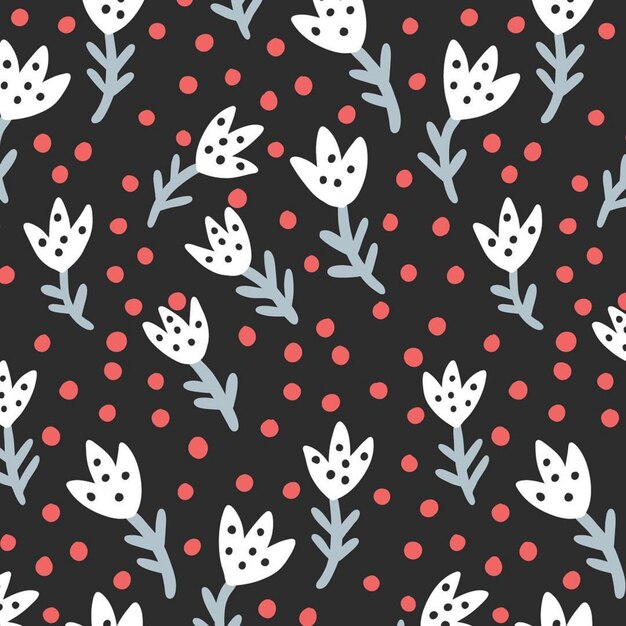 seamless pattern floral flower blossom leaves illustration