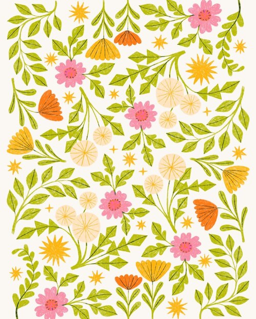 seamless pattern floral flower plant nature illustration