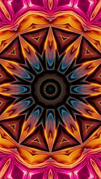 Seamless pattern floral mandala orange pink color Magic mystic background