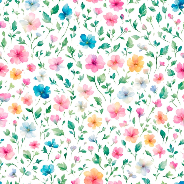 A seamless pattern of flowers with leaves and flowers.