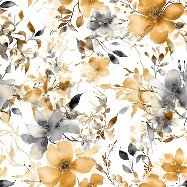 A seamless pattern of flowers with the word spring on it.