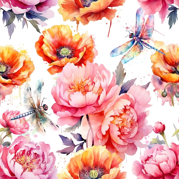 Seamless pattern of flowers