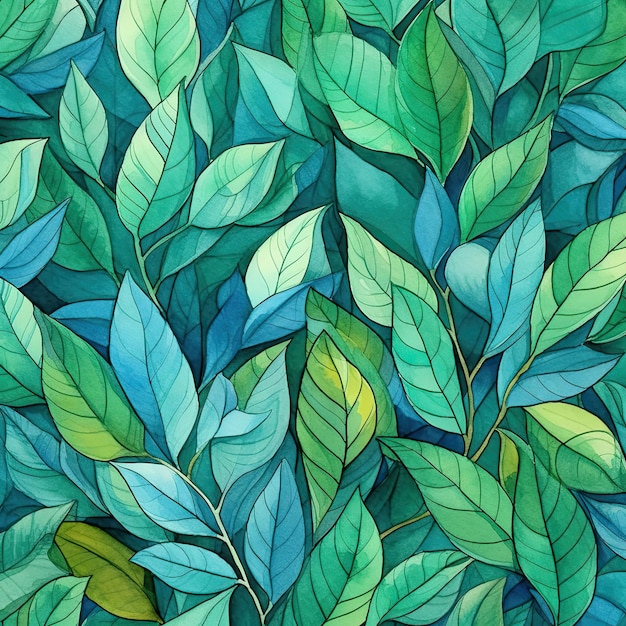 Seamless pattern of fresh green foliage leaves in the background Ideal for ecofriendly designs Generative AI