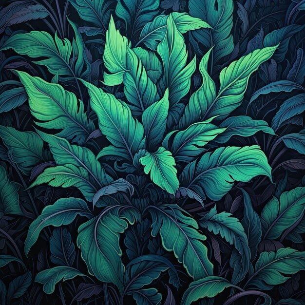 Seamless pattern of fresh green foliage leaves in the background Ideal for ecofriendly designs Generative AI