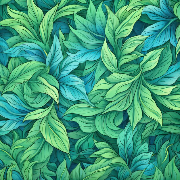 Seamless pattern of fresh green foliage leaves in the background Ideal for ecofriendly designs Generative AI