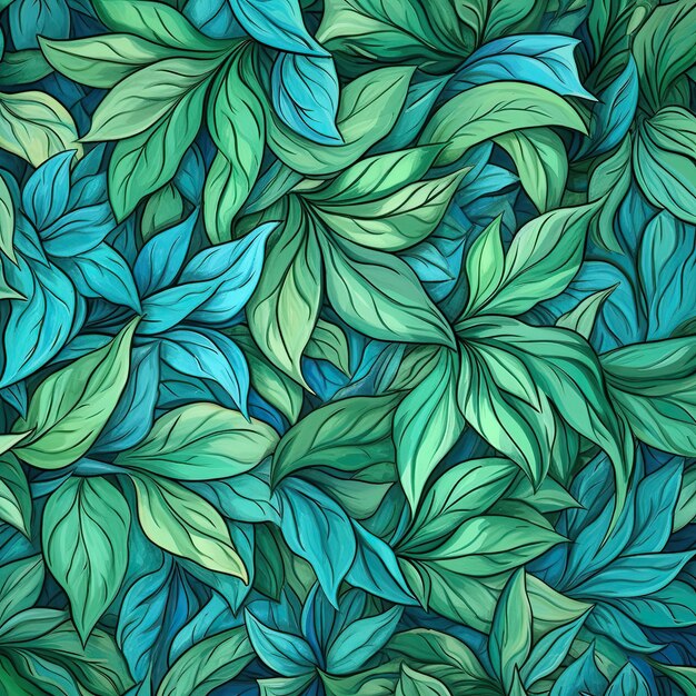 Seamless pattern of fresh green foliage leaves in the background Ideal for ecofriendly designs Generative AI