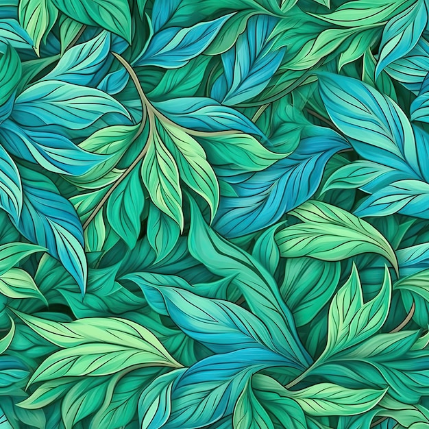 Seamless pattern of fresh green foliage leaves in the background Ideal for ecofriendly designs Generative AI