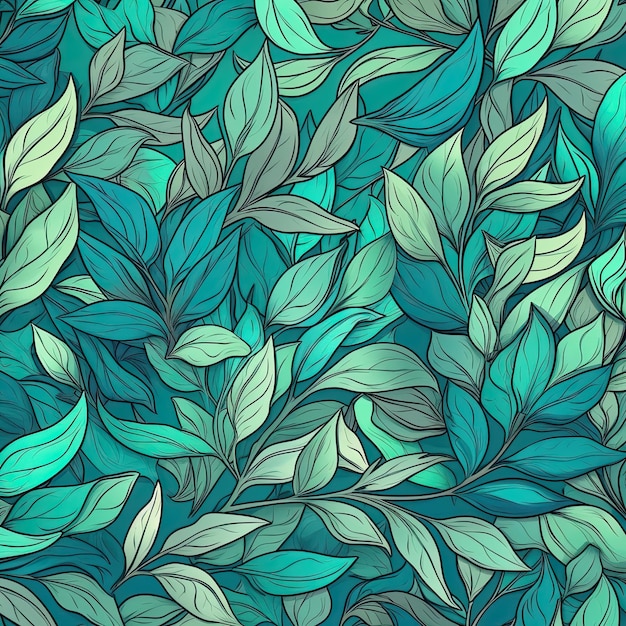Seamless pattern of fresh green foliage leaves in the background Ideal for ecofriendly designs Generative AI