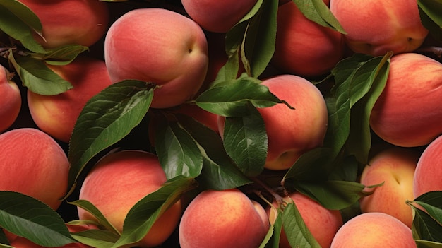 Seamless Pattern of Fresh Peaches