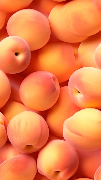 Seamless Pattern of Fresh Peaches